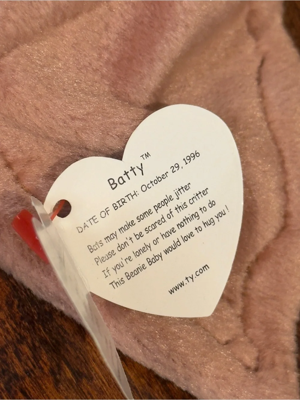 Ty “Batty” Bat Plush Beanie Baby with Heart Tag